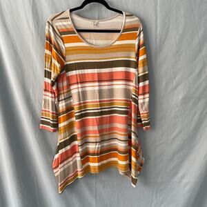 Women’s Spense Striped Tunic Top Size Large 3/4 Sleeves Multicolor